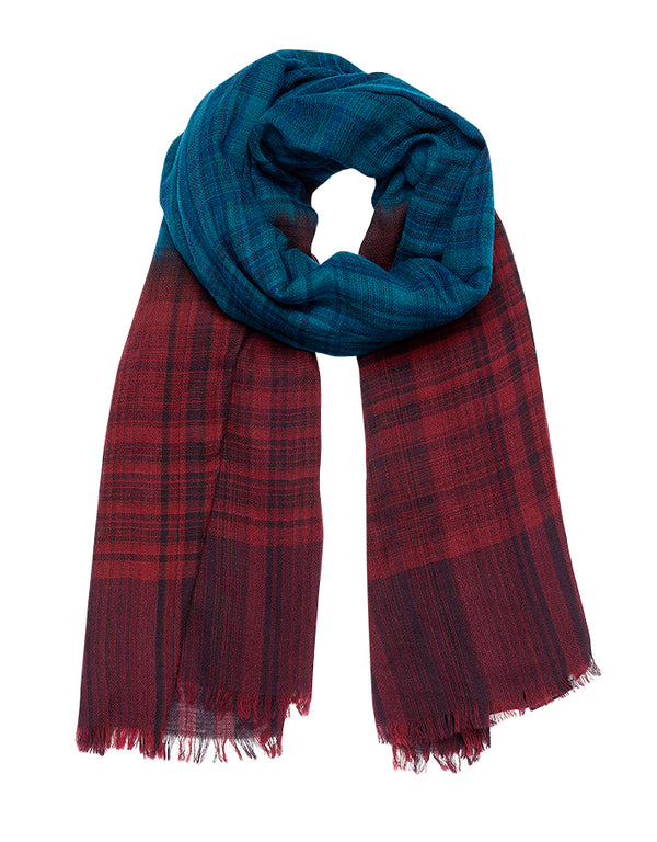 NIKITA DYE scarf in DUCK BLUE BURGUNDY by Inouitoosh Paris