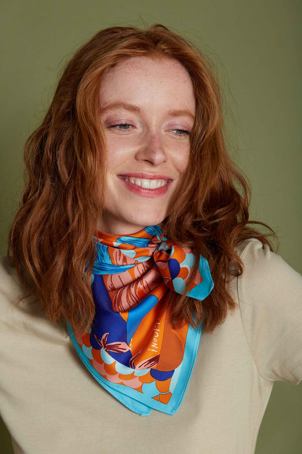 ANTIBES "carre" scarf in ORANGE by Inoui Editions