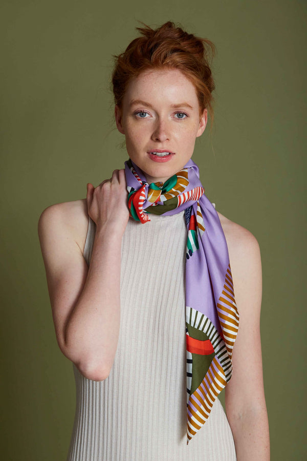 JACKIE "carre" or scarf in LILAC by Inoui Editions