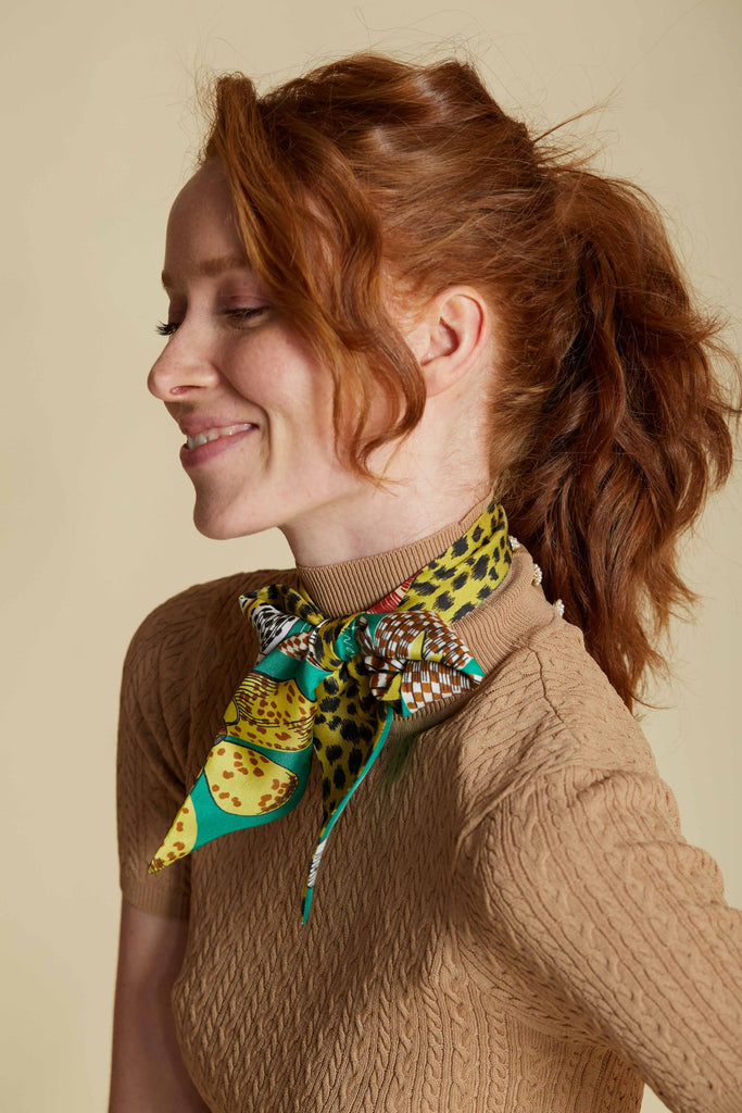 LEOPARD Lavalliere neck/hair tie in SAFFRON by Inoui Editions