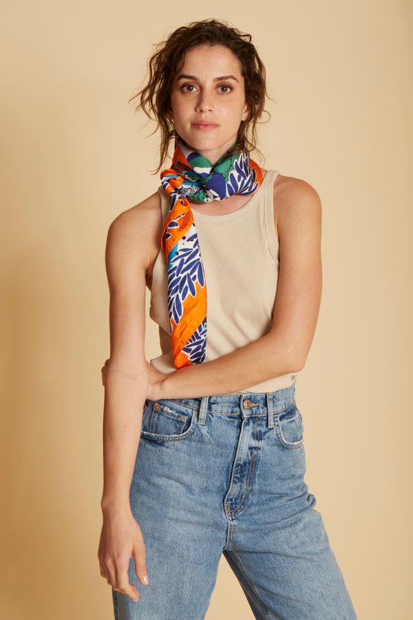 ZELIG "carre" or scarf in ORANGE by Inoui Editions