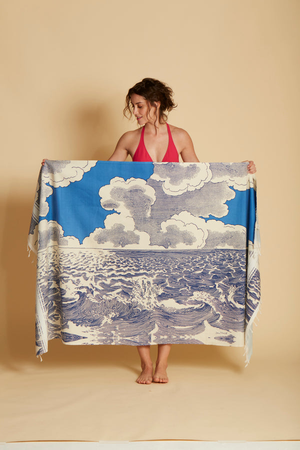 OCEANIQUE towel/throw in BLUE by Inoui Editions