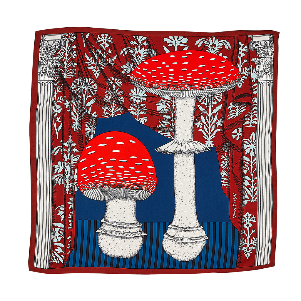 MADAME BON "carre" scarf in RED by Inoui Editions
